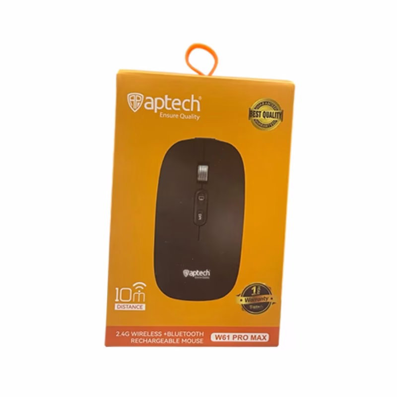 Aptech W-61 Pro Max Rechargeable Bluetooth Wireless Mouse at the best price in Bangladesh at Rajshahi Gadget Hub